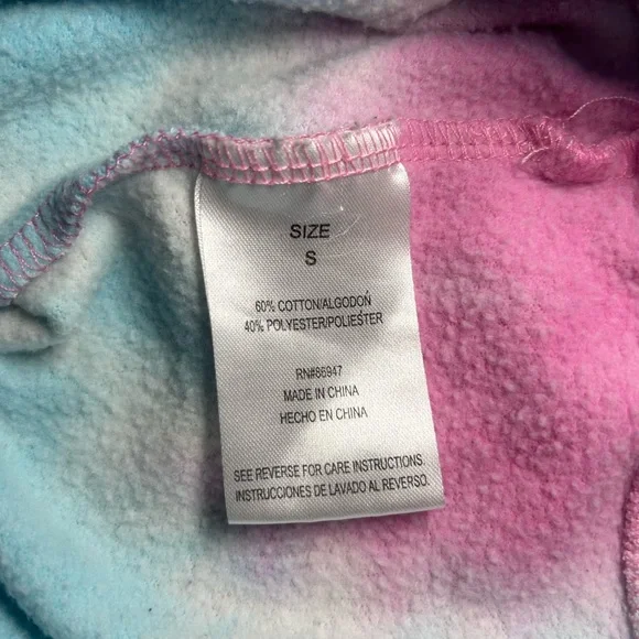 MTV Pastel Pink and Blue Tie Dye Hoodie with Logo Small - Picture 10 of 11